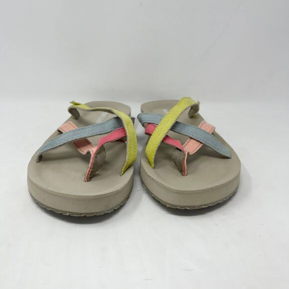 Minnetonka Multicolor Hanna Sandal Womens 10 Coral Blue Yellow Cushion Strappy - Picture 6 of 8
